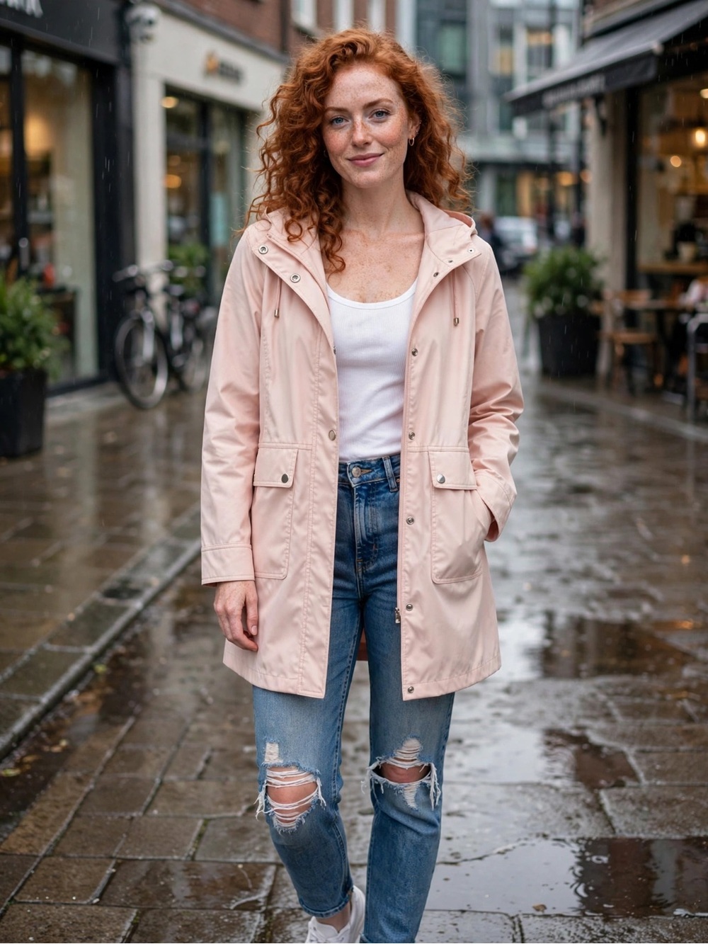 WEATHERPROOF Women’s Lightweight Blush Pink Hooded Rain Jacket - Like New